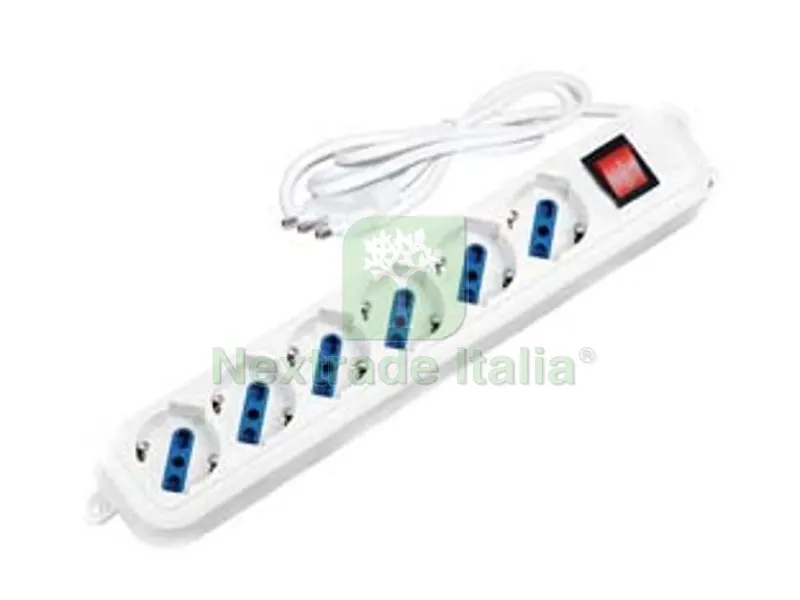 2PZ MULTIPRESA LINEARE 6 POSTI CON SCHUKO E CON INTERRUTTORE — Interruttori e prese — rif. FERX.FER307611