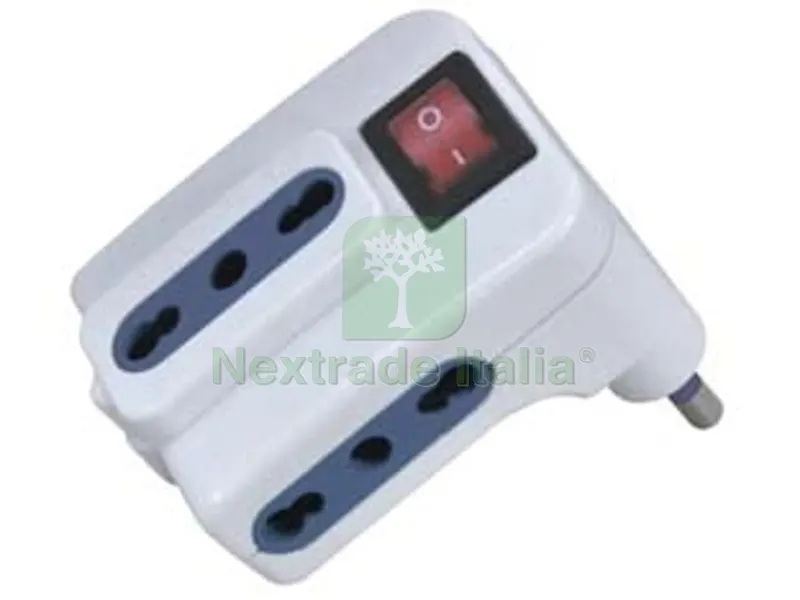 2PZ ADATTATORE TRIPLO CON INTERRUTTORE BIANCO - spina 16A colore bianco — Interruttori e prese — rif. FERX.FER307628