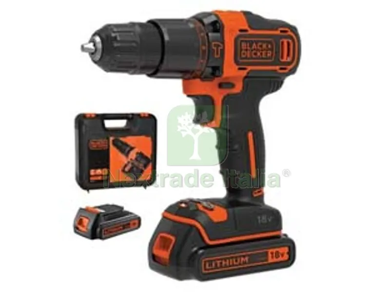 Trapano Avvitatore con 2 Batt. Lito 18V con Percussione (BDCHD18KB-QW) - 2 batterie Litio da 1,5 Ah — Trapani e avvitatori — rif. FERX.FER309370 Trapano Avvitatore con 2 Batt. Lito 18V con Percussione (BDCHD18KB-QW) - 2 batterie Litio da 1,5 Ah — Trapani e avvitatori — rif. FERX.FER309370