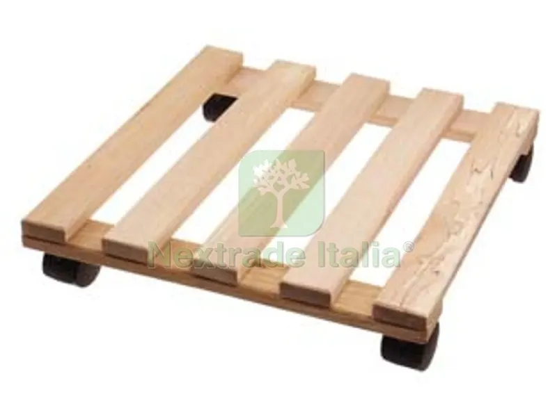 Portavaso con Ruote Quadro in Legno - cm 30x30 - spessore mm 15 - portata kg 30 — Vasi e fioriere — rif. FERX.FER310536