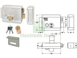 ELETTROSERRATURA DA APPLICARE CANCELLI CON CAT.PULSANTE E TETTO 6888 mm.60 SX zincata (Y6888060205) — Serrature e cilindri — rif. FERX.FER311625