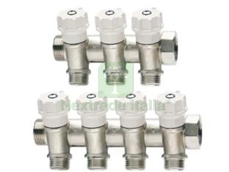 collettore di distribuzione nibile con valvole art.465 - mm 3/4" - 4 derivazioni m 1/2" — Tubi e raccordi — rif. FERX.FER312233 collettore di distribuzione nibile con valvole art.465 - mm 3/4" - 4 derivazioni m 1/2" — Tubi e raccordi — rif. FERX.FER312233
