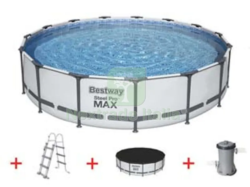 piscina steel pro max tonda con telaio portante cm.427x122h. -kg.60,1 -lt.15.232 - filtro cartuccia (art.5612x) — Tempo libero outdoor — rif. FERX.FER313827