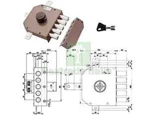 Serratura Quintuplice Applicare S/Scrocco con Pomolo a Pompa 30641 - mm.60 SX cilindro ø mm.30 (30641VS60J) — Serrature e cilindri — rif. FERX.FER316965 Serratura Quintuplice Applicare S/Scrocco con Pomolo a Pompa 30641 - mm.60 SX cilindro ø mm.30 (30641VS60J) — Serrature e cilindri — rif. FERX.FER316965