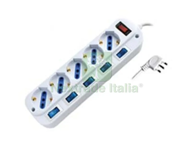 MULTIPRESA 5 POSTI CON SCHUKO CON INTERRUTTORE GENERALE + 5 BIPASSO — Interruttori e prese — rif. FERX.FER318877 MULTIPRESA 5 POSTI CON SCHUKO CON INTERRUTTORE GENERALE + 5 BIPASSO — Interruttori e prese — rif. FERX.FER318877
