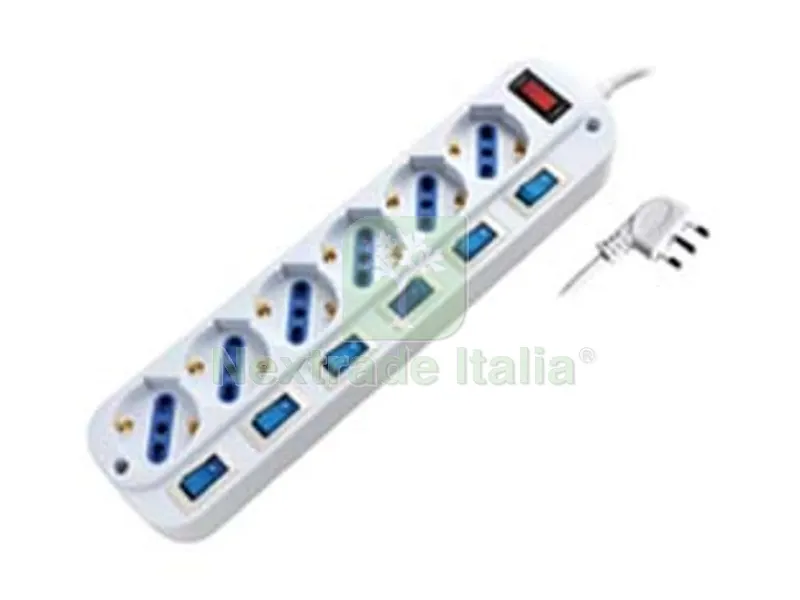 Multipresa 6 Posti con Schuko con Interruttore Generale + 6 Bipasso — Interruttori e prese — rif. FERX.FER318884