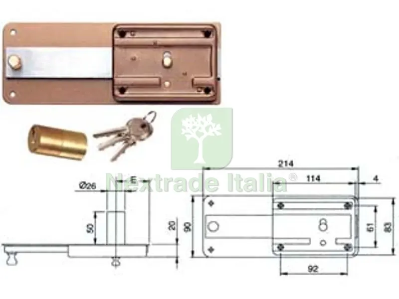 Ferroglietto per Ferro con Catenaccio 6 Mandate Cilindro Fisso Senza Contropiastra 315 - MM.60 (315606) — Serrature e cilindri — rif. FERX.FER321402 Ferroglietto per Ferro con Catenaccio 6 Mandate Cilindro Fisso Senza Contropiastra 315 - MM.60 (315606) — Serrature e cilindri — rif. FERX.FER321402