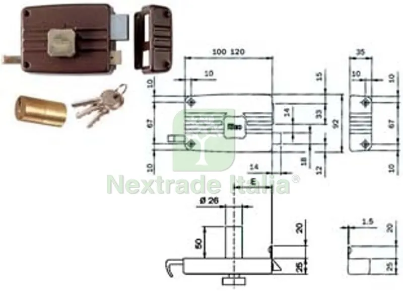 2PZ Serratura da Portoncino con POM. Interno Caten. e Scrocco Cilindro Fisso 411/412 - MM.50 DX 2 Mandate (411502) — Serrature e cilindri — rif. FERX.FER321648 2PZ Serratura da Portoncino con POM. Interno Caten. e Scrocco Cilindro Fisso 411/412 - MM.50 DX 2 Mandate (411502) — Serrature e cilindri — rif. FERX.FER321648