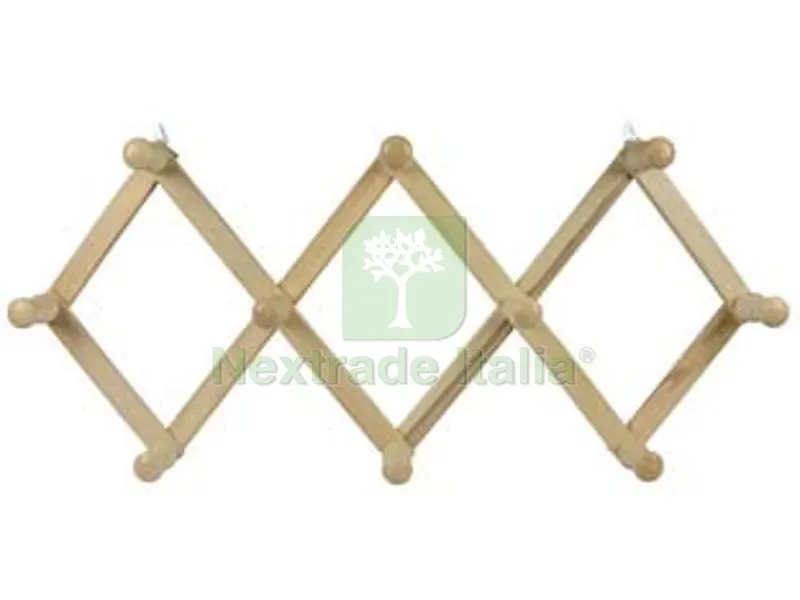 Appendiabiti Estensibile in Legno 10 Posti Naturale - cm.32x79 — Casalinghi e organizzazione — rif. FERX.FER322881