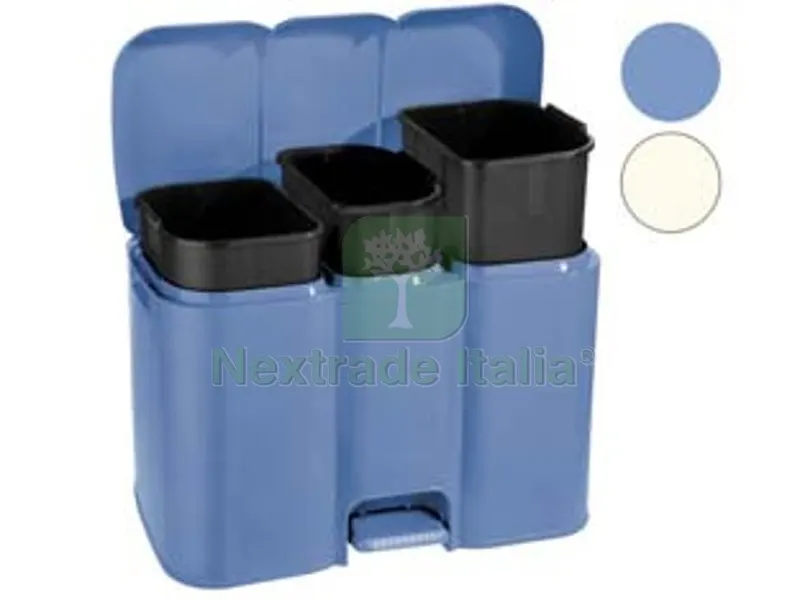 PATTUMIERA DIFFERENZIATA "PATTY 3" LT.13+8+13 - cm.58,5x32x41,5h. lt.13+8+13 panna — Casalinghi e organizzazione — rif. FERX.FER330817