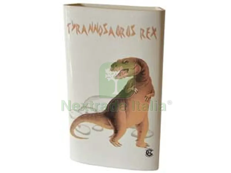 3PZ UMIDIFICATORE IN CERAMICA LARGO DINOSAURI cm.12,5x3x20,5h. — Raccordi in ghisa e figure — rif. FERX.FER332415