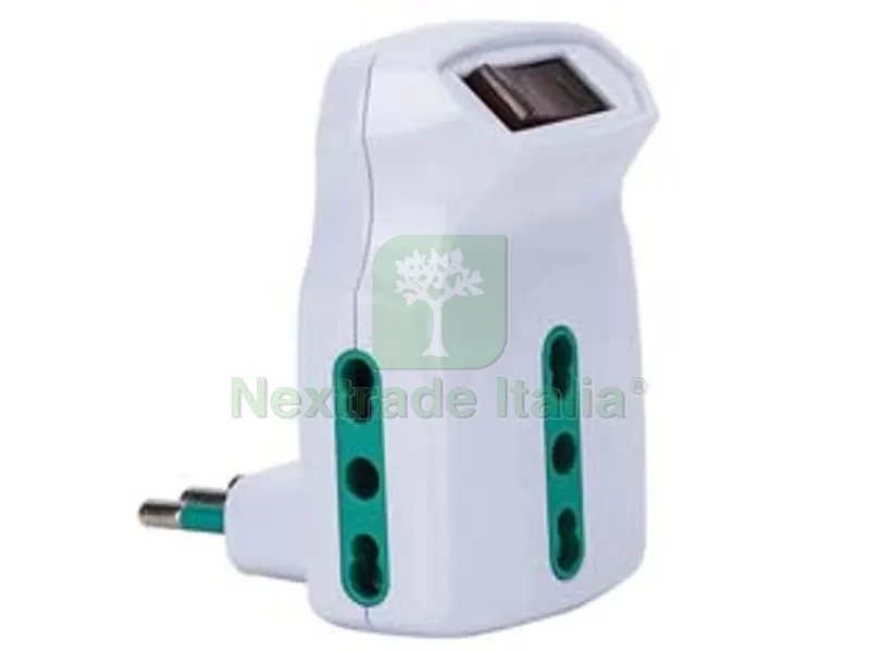 ADATTATORE TRIPLO SHUKO 2 POLI + TERRA 10A CON INTERRUTTORE — Interruttori e prese — rif. FERX.FER333344