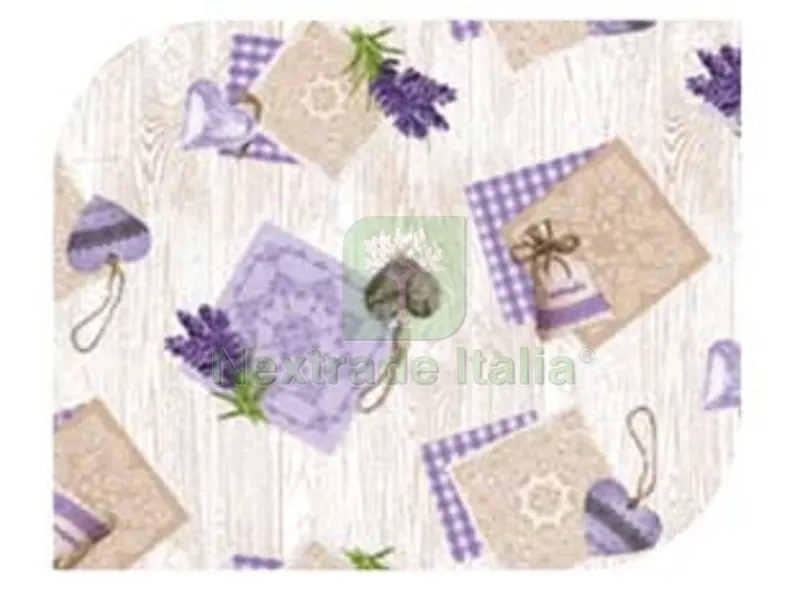 20MT Tovagliato Riviera Felpato Pesante Decoro Avana e Fiori Lavanda 814 - cm.140h, rotolo da mt.20 — Tessili e biancheria casa — rif. FERX.FER335942