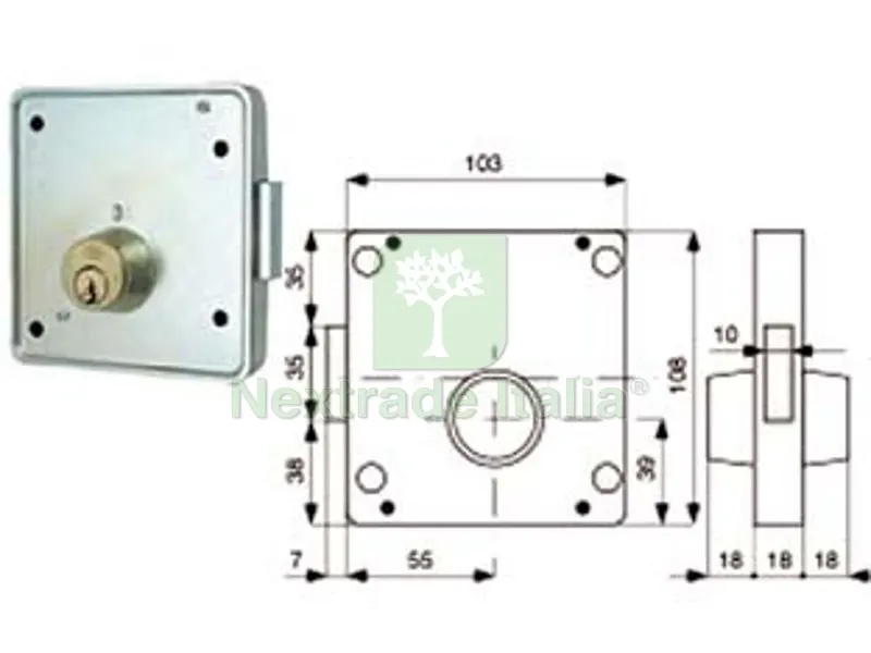 2PZ Serrature Applic. per Cancelli 2 Mandate Solo Catenaccio Cilindro Fissi 423 - MM.55 (423.55.1) DX — Lucchetti e catene — rif. FERX.FER336499 2PZ Serrature Applic. per Cancelli 2 Mandate Solo Catenaccio Cilindro Fissi 423 - MM.55 (423.55.1) DX — Lucchetti e catene — rif. FERX.FER336499