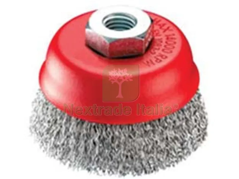 2PZ SPAZZOLA A TAZZA FILI ACCIAIO ZINCATO PER SMERIGLIATRICE - ? mm.80 foro filettato mm.14 MA — Punte, frese e dischi — rif. FERX.FER336642 2PZ SPAZZOLA A TAZZA FILI ACCIAIO ZINCATO PER SMERIGLIATRICE - ? mm.80 foro filettato mm.14 MA — Punte, frese e dischi — rif. FERX.FER336642