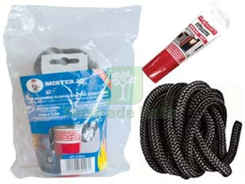 2PZ KIT RICAMBIO TRECCIA TONDA CON SILICONE ADESIVO PER ALTE TEMPERATURE - mm.10x2,5 mt. — Adesivi e sigillanti — rif. FERX.FER343138 2PZ KIT RICAMBIO TRECCIA TONDA CON SILICONE ADESIVO PER ALTE TEMPERATURE - mm.10x2,5 mt. — Adesivi e sigillanti — rif. FERX.FER343138