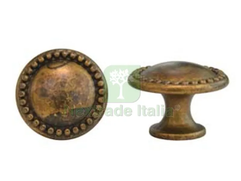 10PZ Pomoli per Mobili MOD.24222 in Zama Ottone Anticato - ? mm.25 — Maniglie e pomelli — rif. FERX.FER345675