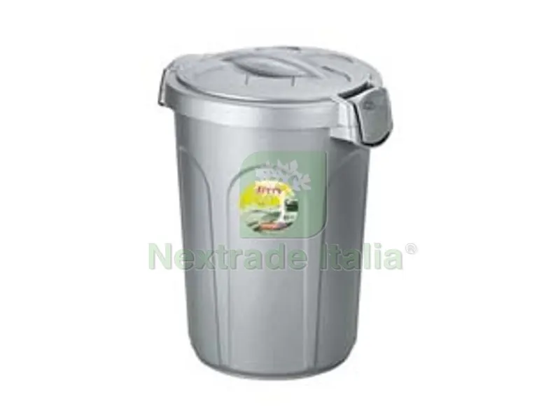 2PZ BIDONE MULTIUSO JERRY IN POLIPROPILENE LT.23 COLORE SILVER - cm.37x32x46h. — Casalinghi e organizzazione — rif. FERX.FER348867