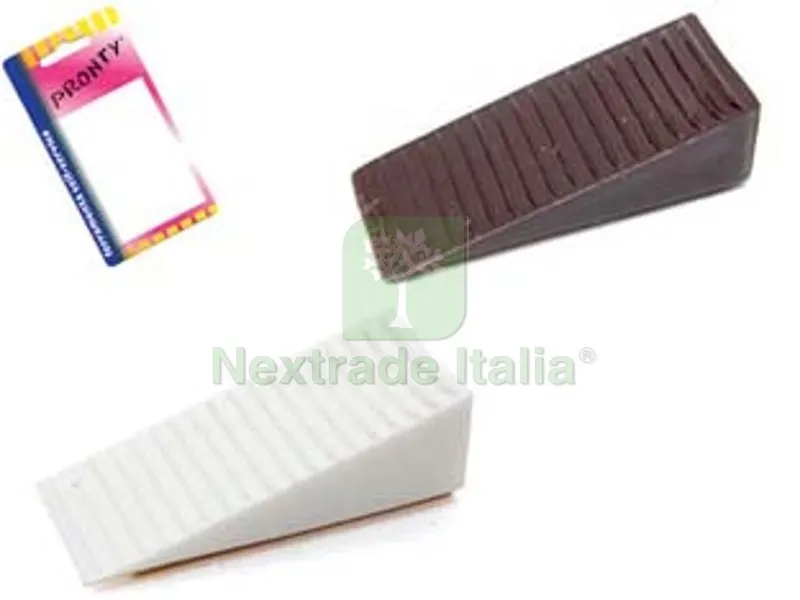 12BLISTER Fermaporta Adesivo a Cuneo in Blister - bianco, in bl.4 pz. — Ferramenta porte e finestre — rif. FERX.FER349758