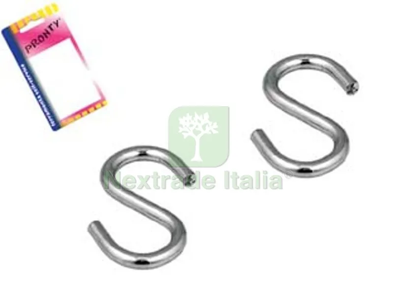 12BLISTER Gancio a "S" in Acciaio Zincato in Blister - mm.40, in bl.6 pz. — Casalinghi e organizzazione — rif. FERX.FER349949