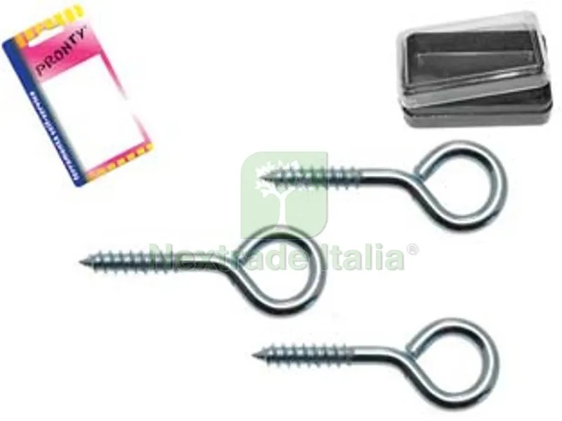 12BLISTER Occhiolo a Vite in Acciaio Zincato in Blister - mm.4x36, in bl.8 pz. — Minuteria metallica — rif. FERX.FER350020
