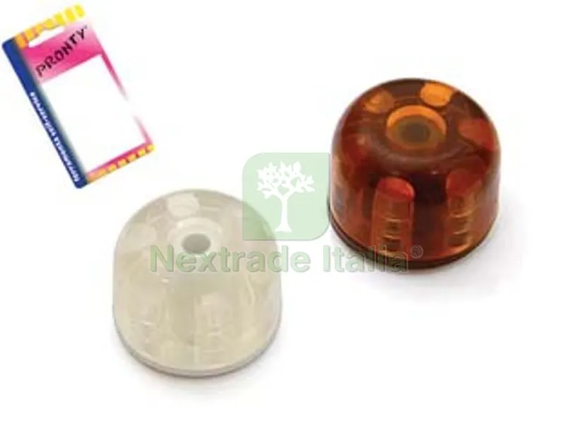 12BLISTER Fermaporta Adesivo Birillo ? MM.30X25 con Foro Vite in Blister - bianco/trasparente, in bl.2 pz. — Ferramenta porte e finestre — rif. FERX.FER350044