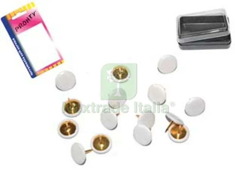 12BLISTER Puntine da Disegno Plastificate Bianche in Blister - bianco, in bl.40 pz. con scatolina — Articoli per ufficio — rif. FERX.FER350099