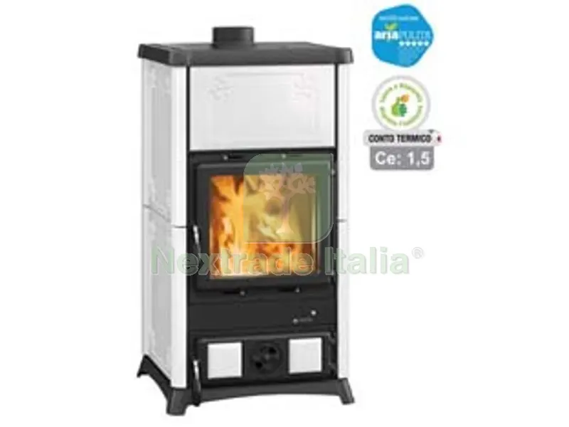 Stufa a Legna Fedora 8,3 KW Bianca (conto Termico) - misure cm.55,9x54,7x103,5h. - peso kg.175 — Stufe e camini — rif. FERX.FER351119