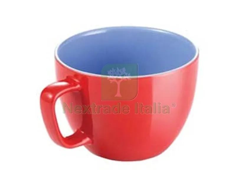 6PZ Tazza Jumbo "crema Shine" Rossa ML.600 - ? cm.11x8,5h. — Casalinghi e organizzazione — rif. FERX.FER354493