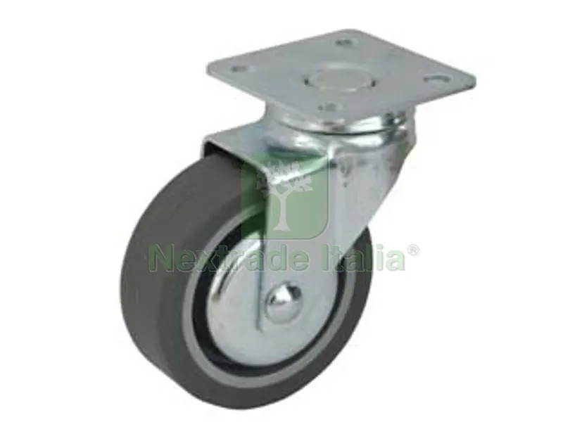 4PZ Ruote in Gomma con Piastra Girevole e Dischi Parafili "220P" - ? mm.40x18 piastra mm.40x40 mm.56h. port. Kg.15 — Ferramenta per legno e mobili — rif. FERX.FER357616 4PZ Ruote in Gomma con Piastra Girevole e Dischi Parafili "220P" - ? mm.40x18 piastra mm.40x40 mm.56h. port. Kg.15 — Ferramenta per legno e mobili — rif. FERX.FER357616
