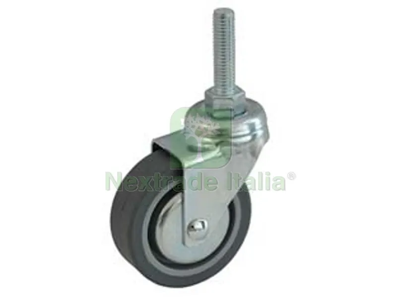 4PZ Ruote in Gomma con Perno Rotantante e Dischi Parafili "220BISP" - ? mm.40x18 perno ? mm.8x30 mm.56h. port. Kg.15 — Ferramenta per legno e mobili — rif. FERX.FER357678 4PZ Ruote in Gomma con Perno Rotantante e Dischi Parafili "220BISP" - ? mm.40x18 perno ? mm.8x30 mm.56h. port. Kg.15 — Ferramenta per legno e mobili — rif. FERX.FER357678