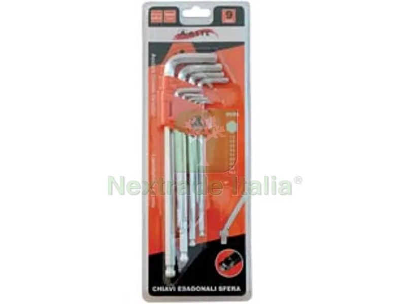 Chiavi Maschio Esagonali Ball Point Tipo Lungo Cromo Vanadio SR. 9 PZ. — Chiavi e bussole — rif. FERX.FER360685 Chiavi Maschio Esagonali Ball Point Tipo Lungo Cromo Vanadio SR. 9 PZ. — Chiavi e bussole — rif. FERX.FER360685