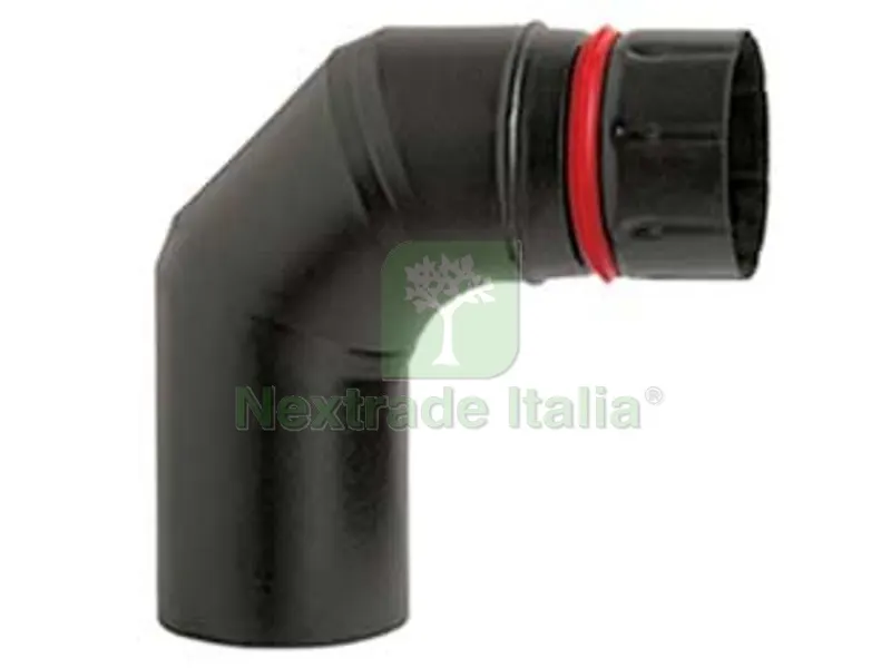 Gomito 90? Porcellanato per Stufe a Pellet Nero Opaco "ALA Pellet ECO" - ? mm.80 — Stufe e camini — rif. FERX.FER362153 Gomito 90? Porcellanato per Stufe a Pellet Nero Opaco "ALA Pellet ECO" - ? mm.80 — Stufe e camini — rif. FERX.FER362153