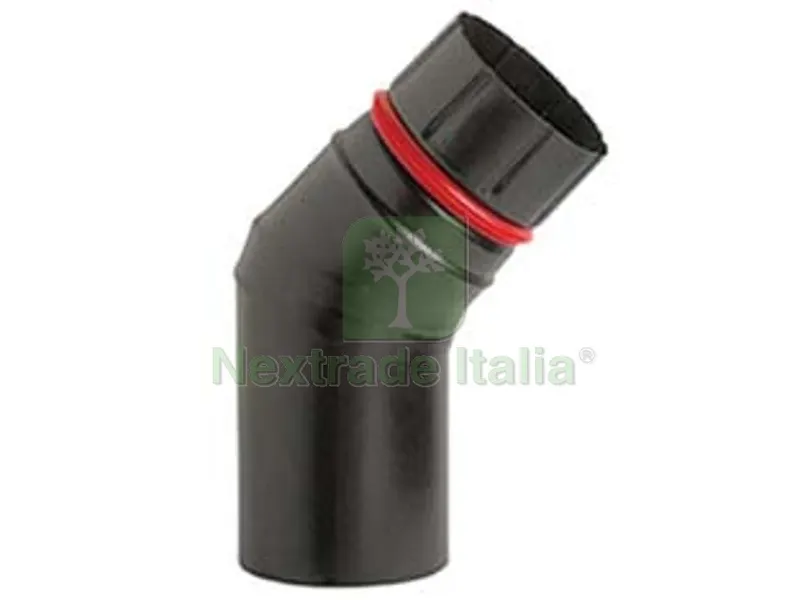 Gomito 45? Porcellanato per Stufe a Pellet Nero Opaco "ALA Pellet ECO" - ? mm.100 — Stufe e camini — rif. FERX.FER362184 Gomito 45? Porcellanato per Stufe a Pellet Nero Opaco "ALA Pellet ECO" - ? mm.100 — Stufe e camini — rif. FERX.FER362184