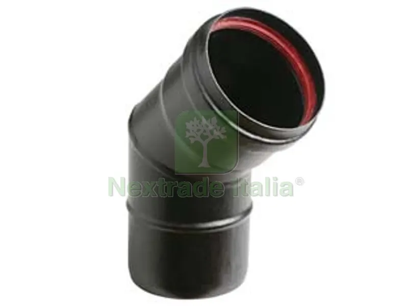 GOMITO A 45? PER STUFE A PELLET NERO OPACO "ALA PELLET AETERNUM" - ? mm.100 — Stufe e camini — rif. FERX.FER362313 GOMITO A 45? PER STUFE A PELLET NERO OPACO "ALA PELLET AETERNUM" - ? mm.100 — Stufe e camini — rif. FERX.FER362313