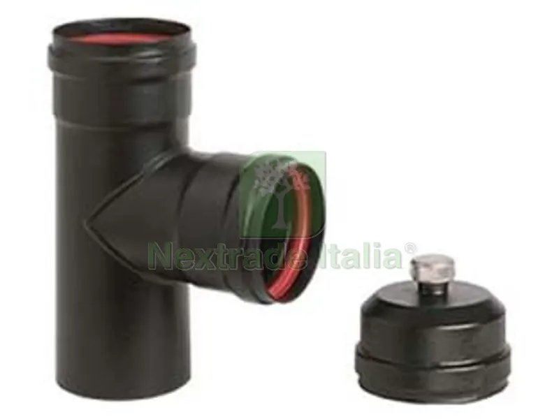 RACCORDO A "T" F/F PER STUFE A PELLET NERO OPACO "ALA PELLET AETERNUM" - F/F ? mm.80 — Tubi e raccordi — rif. FERX.FER362405 RACCORDO A "T" F/F PER STUFE A PELLET NERO OPACO "ALA PELLET AETERNUM" - F/F ? mm.80 — Tubi e raccordi — rif. FERX.FER362405