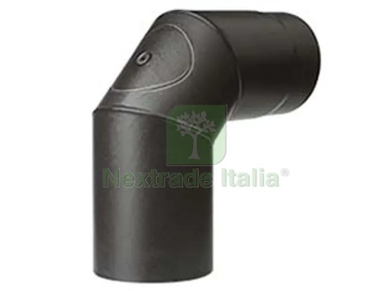 Gomito 90° Porc. con Ispezione Stufe a Legna Nero Opaco "ALA Smalto TOP" - ø mm.120 — Vernici e smalti — rif. FERX.FER363280 Gomito 90° Porc. con Ispezione Stufe a Legna Nero Opaco "ALA Smalto TOP" - ø mm.120 — Vernici e smalti — rif. FERX.FER363280