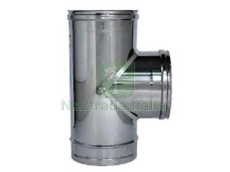 RACCORDO A "T" 90? IN ACCIAIO INOX AISI 304 MONOPARETE SPESSORE MM.0,5 - FFM ? mm.80 — Tubi e raccordi — rif. FERX.FER364751