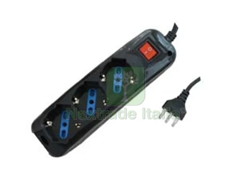 MULTIPRESA 3 POSTI CON SCHUKO E CON INTERRUTTORE NERA - colore nero — Interruttori e prese — rif. FERX.FER372138