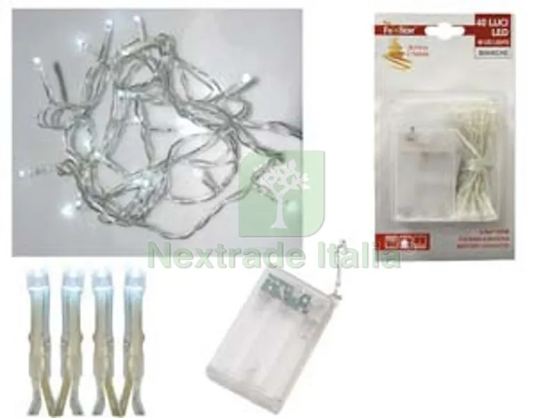 luci 40 led bianco freddo a batteria per interno - mt.0,2 + 2,4 — Casalinghi e organizzazione — rif. FERX.FER373579