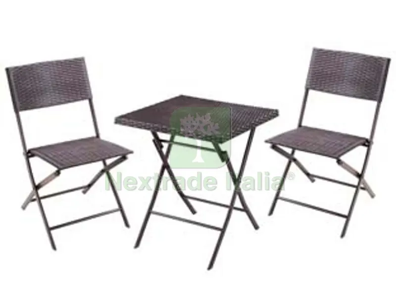 set giardino "fold black" in rattan sintetico pp tre pezzi — Arredo giardino — rif. FERX.FER378185