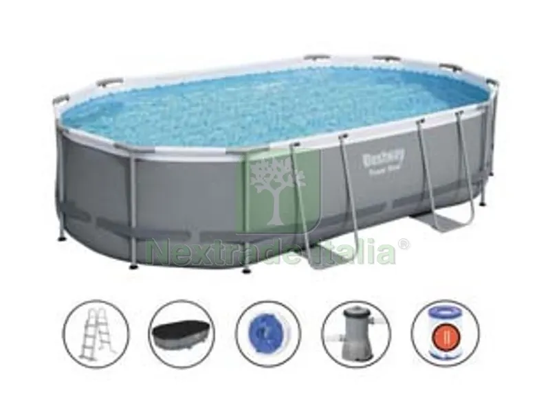piscina power steel ovale con telaio portante cm.488x305x107h. - kg.67,2- lt.10.949 - filtro cartuccia(art.56448) — Tempo libero outdoor — rif. FERX.FER379892 piscina power steel ovale con telaio portante cm.488x305x107h. - kg.67,2- lt.10.949 - filtro cartuccia(art.56448) — Tempo libero outdoor — rif. FERX.FER379892