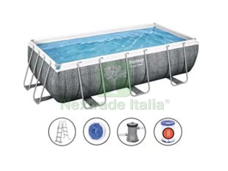 piscina power steel rettangolare telaio portante cm.404x201x100h. - kg.60,4- lt.6.478 - filtro cartuccia (art.56721) — Tempo libero outdoor — rif. FERX.FER379960