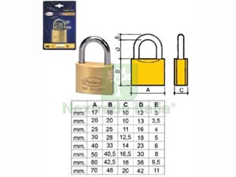 12PZ Lucchetto Ottone Arco Normale 2700 in Blister - mm.20 (2720B) — Lucchetti e catene — rif. FERX.FER380560 12PZ Lucchetto Ottone Arco Normale 2700 in Blister - mm.20 (2720B) — Lucchetti e catene — rif. FERX.FER380560