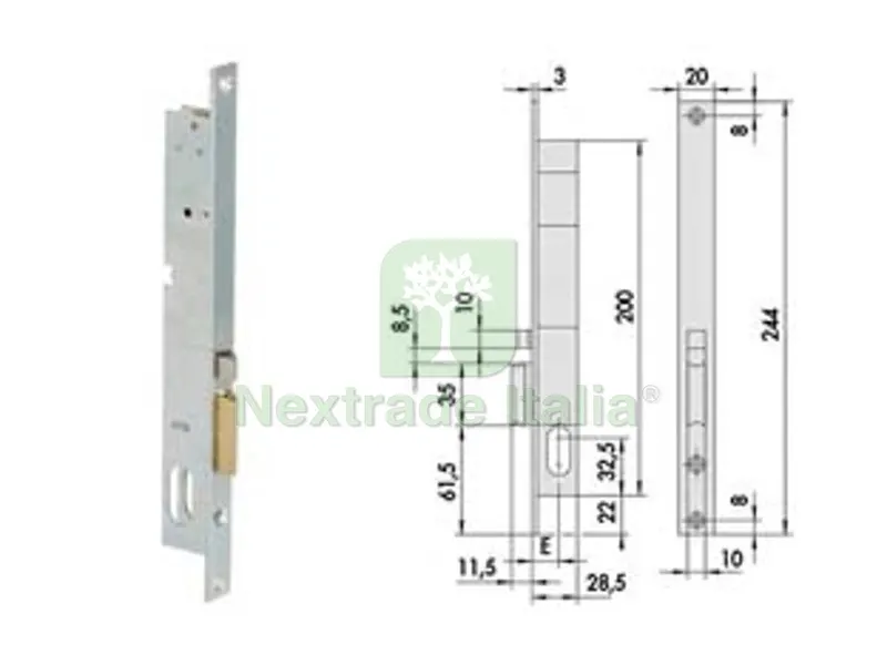 Elettroserratura da Infilare per Montanti con Scrocco 14021 mm.18 SX (114021182) — Serrature e cilindri — rif. FERX.FER381659