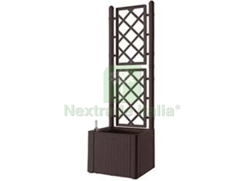 Fioriera Natural Deluxe Moka Quadra con Spalliera - cm.43x43x142h. - lt. 35 — Vasi e fioriere — rif. FERX.FER383158 Fioriera Natural Deluxe Moka Quadra con Spalliera - cm.43x43x142h. - lt. 35 — Vasi e fioriere — rif. FERX.FER383158