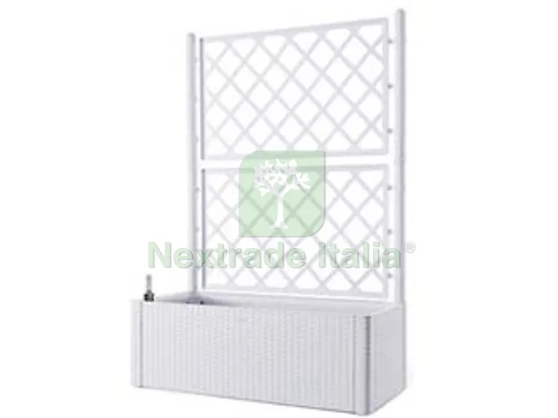 Fioriera Natural Deluxe Bianca Rettangolare con Spalliera - cm.100x43x142h. -lt.90 — Vasi e fioriere — rif. FERX.FER383165 Fioriera Natural Deluxe Bianca Rettangolare con Spalliera - cm.100x43x142h. -lt.90 — Vasi e fioriere — rif. FERX.FER383165