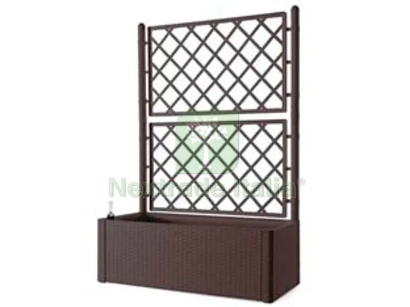 Fioriera Natural Deluxe Moka Rettangolare con Spalliera - cm.100x43x142h - lt.90 — Vasi e fioriere — rif. FERX.FER383172 Fioriera Natural Deluxe Moka Rettangolare con Spalliera - cm.100x43x142h - lt.90 — Vasi e fioriere — rif. FERX.FER383172