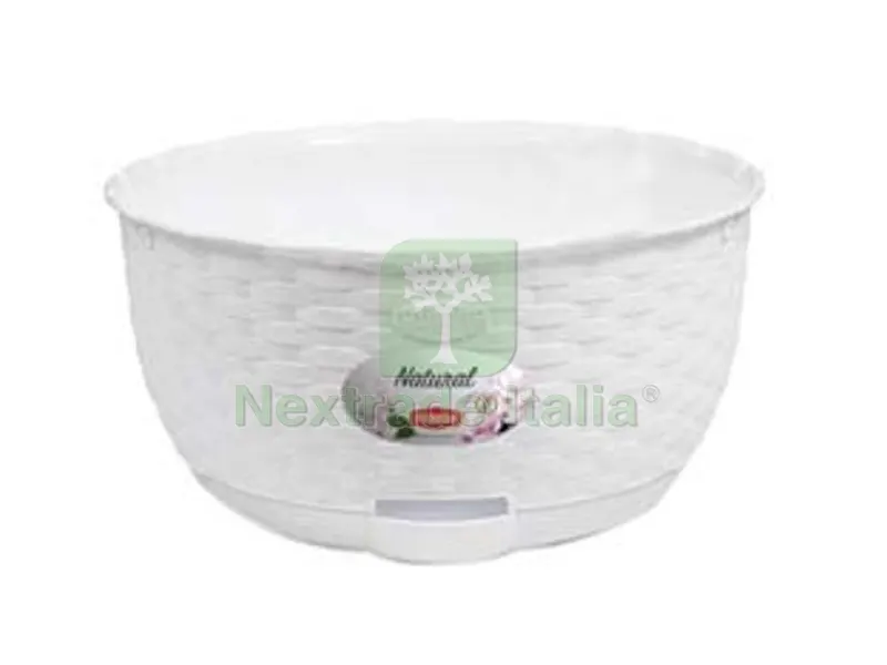 4PZ Ciotola Natural Bianca con Riserva D'acqua ? CM.30 - cm. 30x14.5h. - lt.5.9 — Cucina e coltelleria — rif. FERX.FER383325