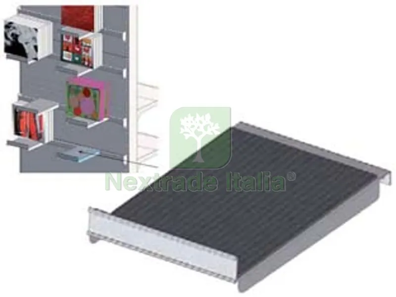 Pianetto in Lamiera con Tappetino in Gomma Verniciato Grigio RAL 7035 - mm.200 l.x300 p. — Profili antiscivolo e gomma — rif. FERX.FER383387
